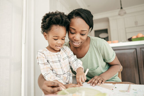 toddler and mom