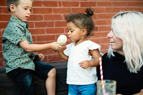 toddler eating ice cream