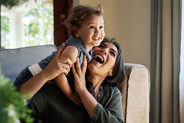 toddler and mom