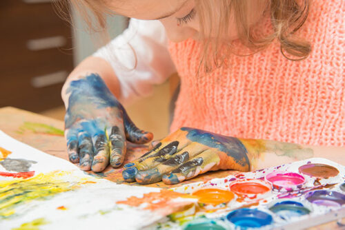 toddler painting mess