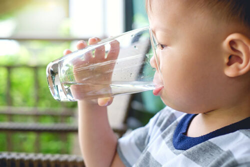 toddler drinking water