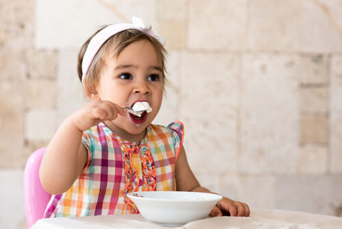 toddler eating ice cream