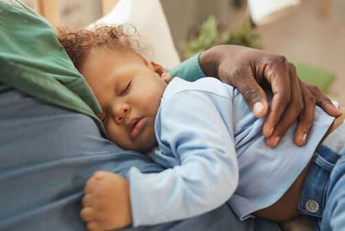 A baby napping on a schedule.