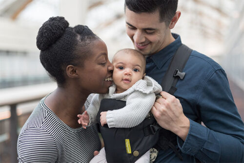 parents out with baby