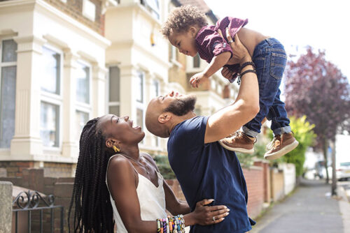 happy couple with baby