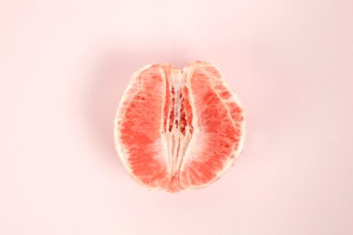 Image of a piece of fruit to represent the vagina.