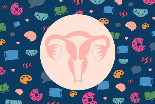 Graphic of a person's uterus to represent the menstrual period.