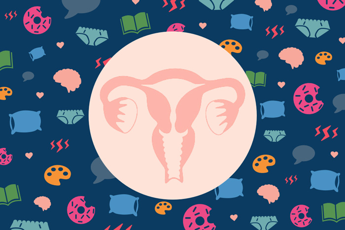 Graphic of a person's uterus to represent the menstrual period.