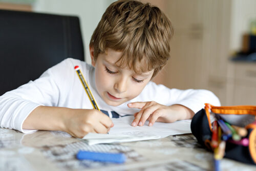 child writing