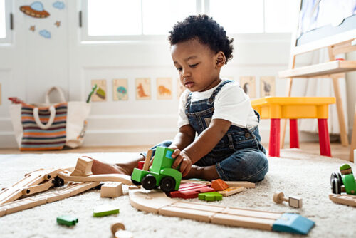 baby playing with toys