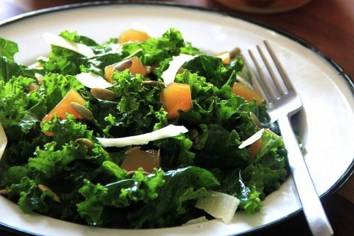 kale salad with pickled pumpkin