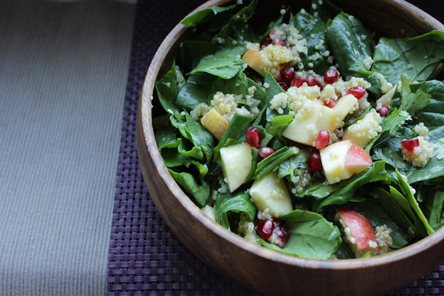 Winter spinach salad in a bowl.