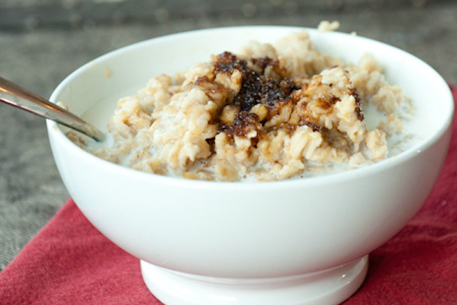 A bowl of apple and pumpkin oatmeal.