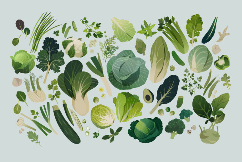 An illustration of green vegetables.