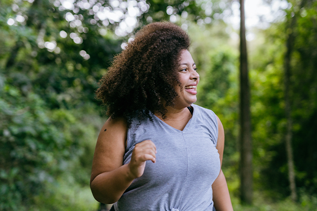 A woman goes out for a run.