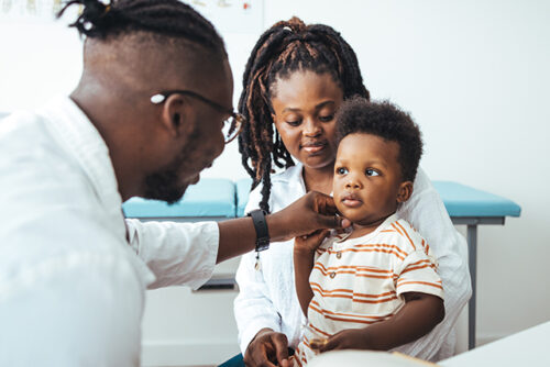 mother with baby at doctor's office