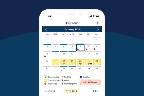 Ovia Fertility Calendar with fertile window.