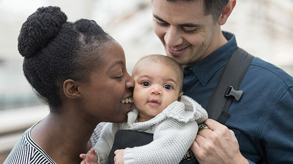 Family with baby in carrier