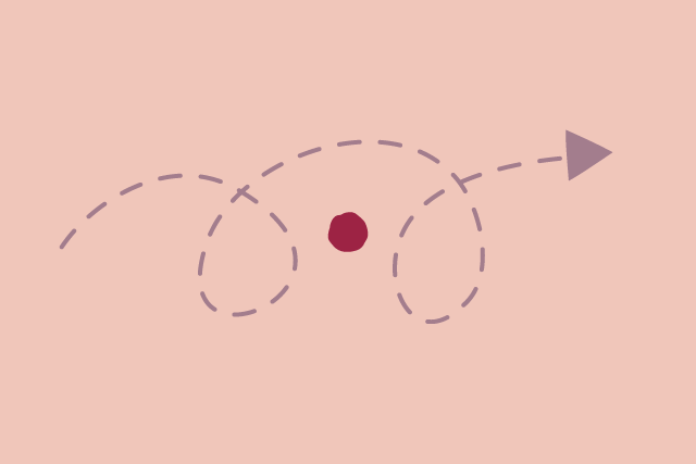 Image of an arrow flying past a red dot.
