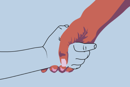 illustration of woman's and child's handshake