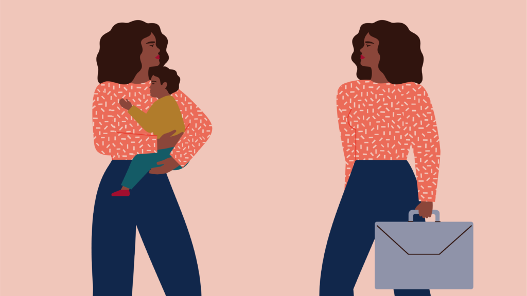 A woman having to choose between her child and her carreer
