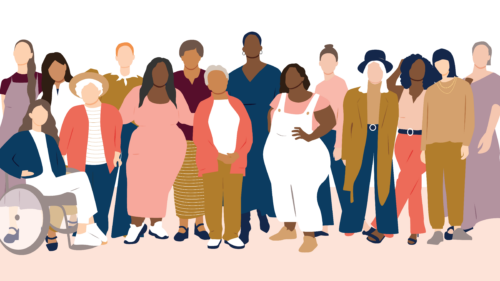 women at all ages of perimenopause and menopause standing together
