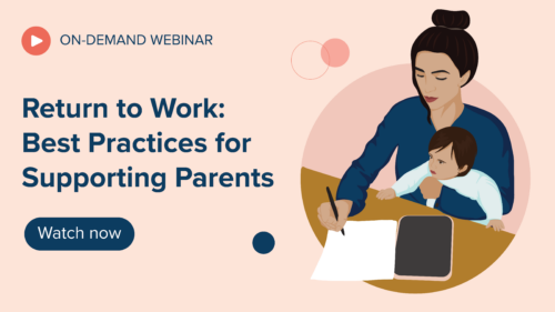 Return to Work Webinar - Mom holding baby while working